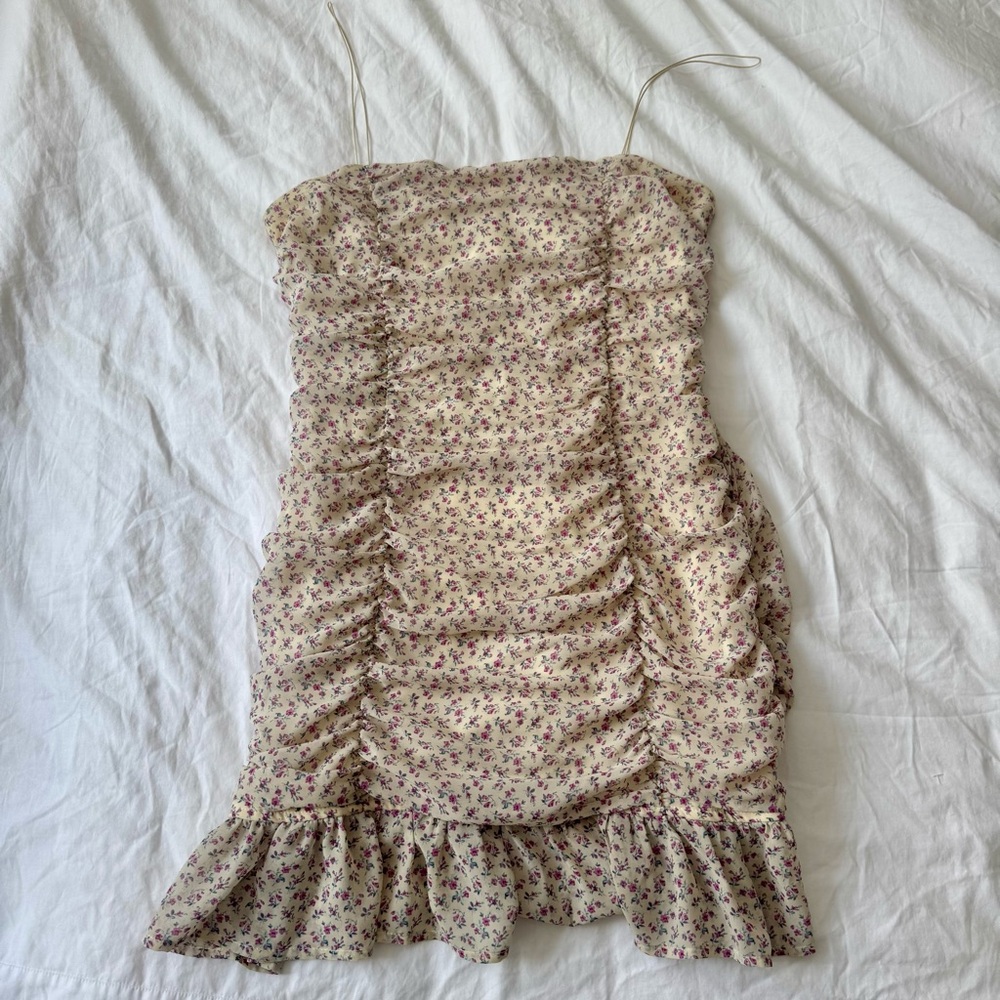 Floral Ruched Mini Dress